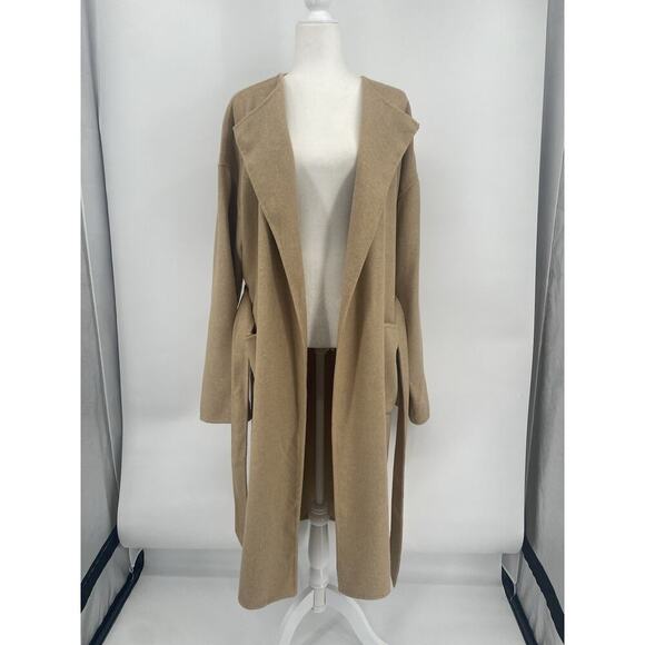 Ralph Lauren Belted Wrap Wool Long Coat Camel Women's L Double Face Pockets Tan - Picture 9 of 14